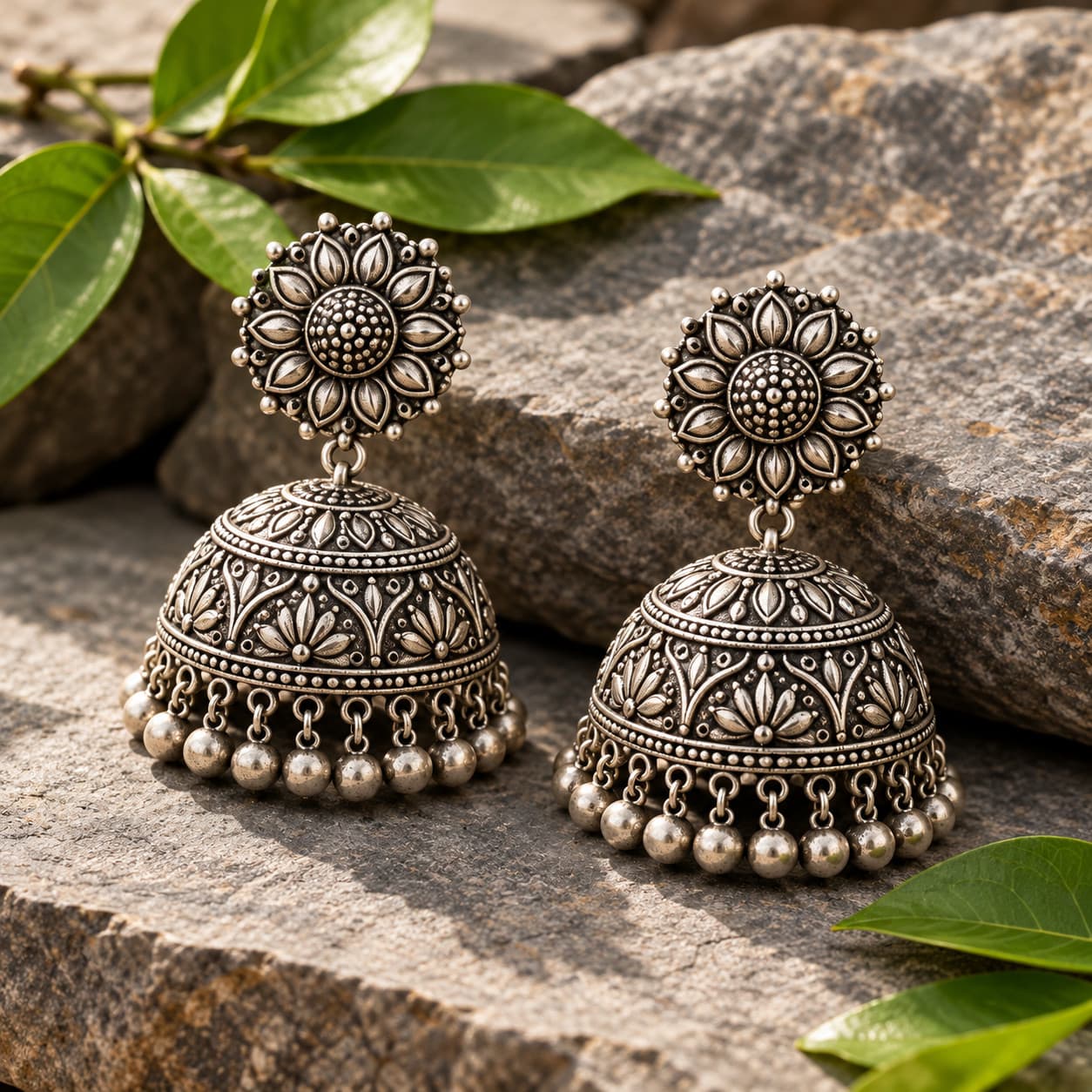 Natural Stone & Leaves