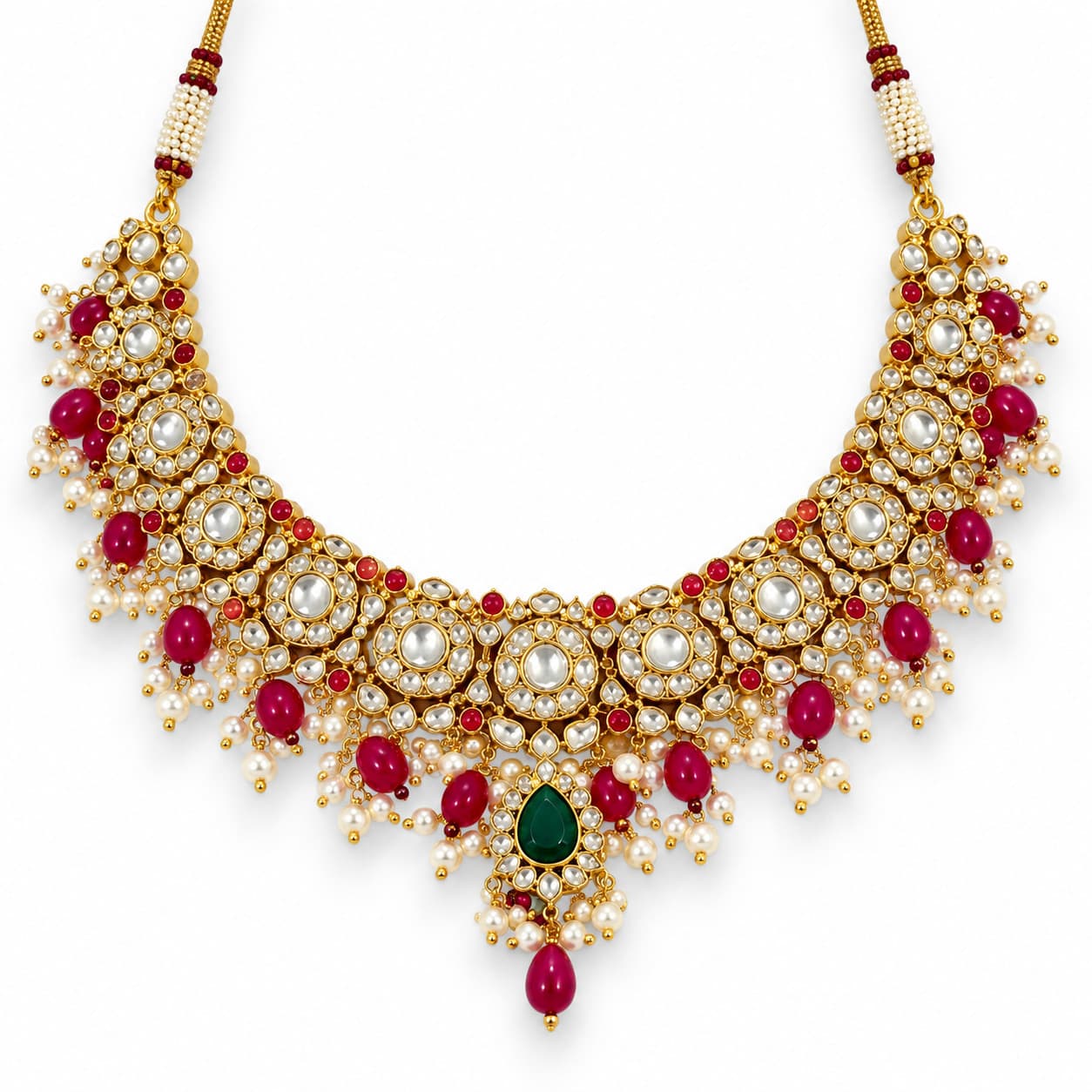 The same necklace on a white studio background